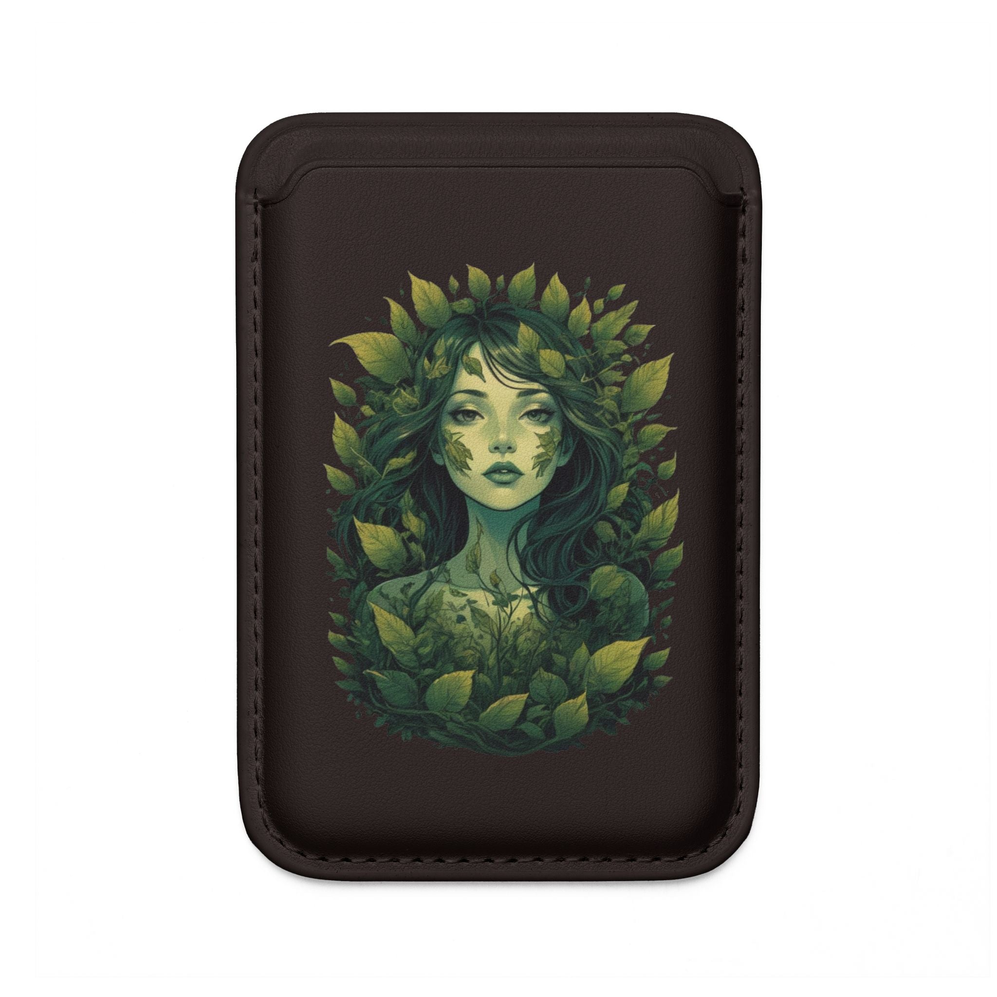 MagSafe Vegan Wallet — Green Goddess Leaf Portrait
