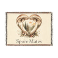 Mushroom Heart Spore Mates Woven Blanket | Woodland Mushroom Love Tapestry