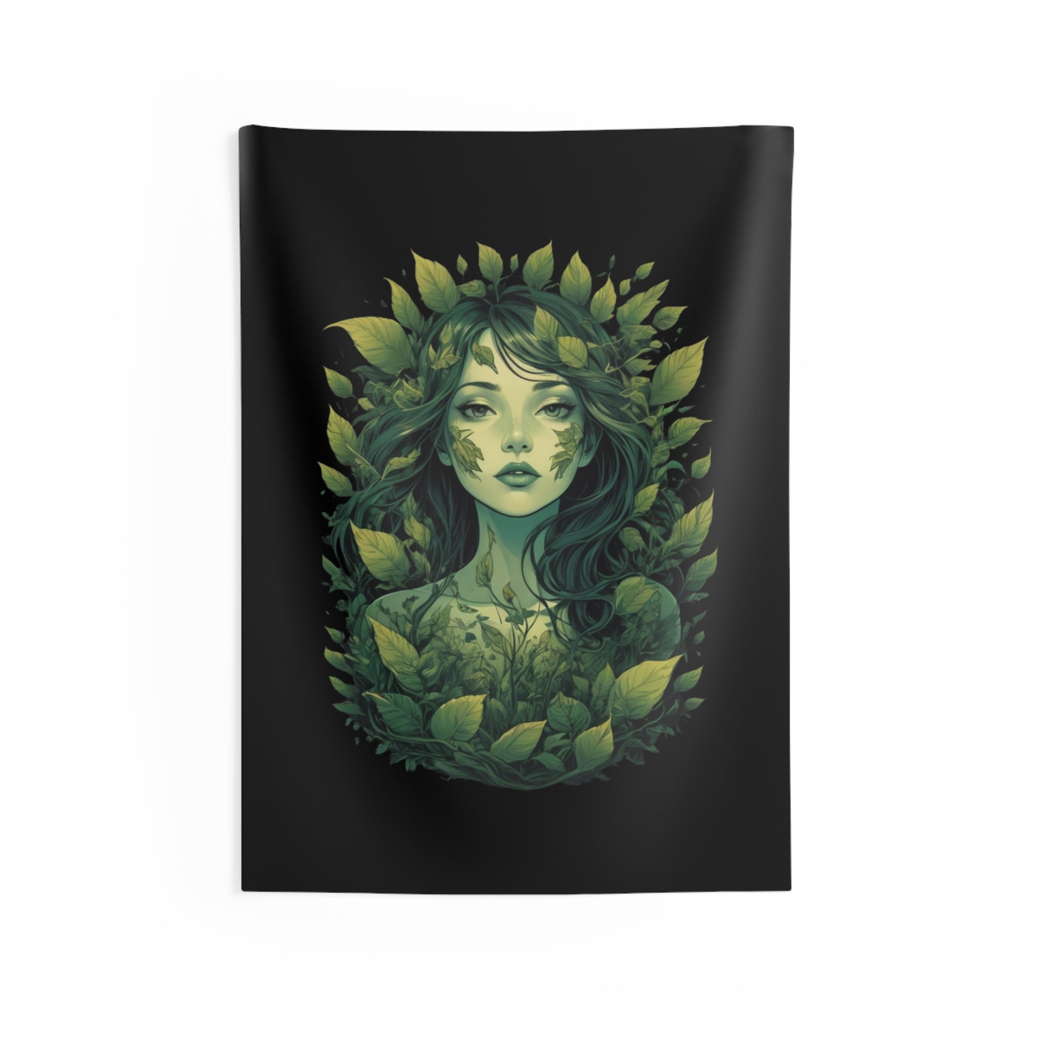 Green Goddess Botanical Tapestry | Dark Forest Wall Art | Nature Spirit Cottagecore Decor | Moody Plant Aesthetic