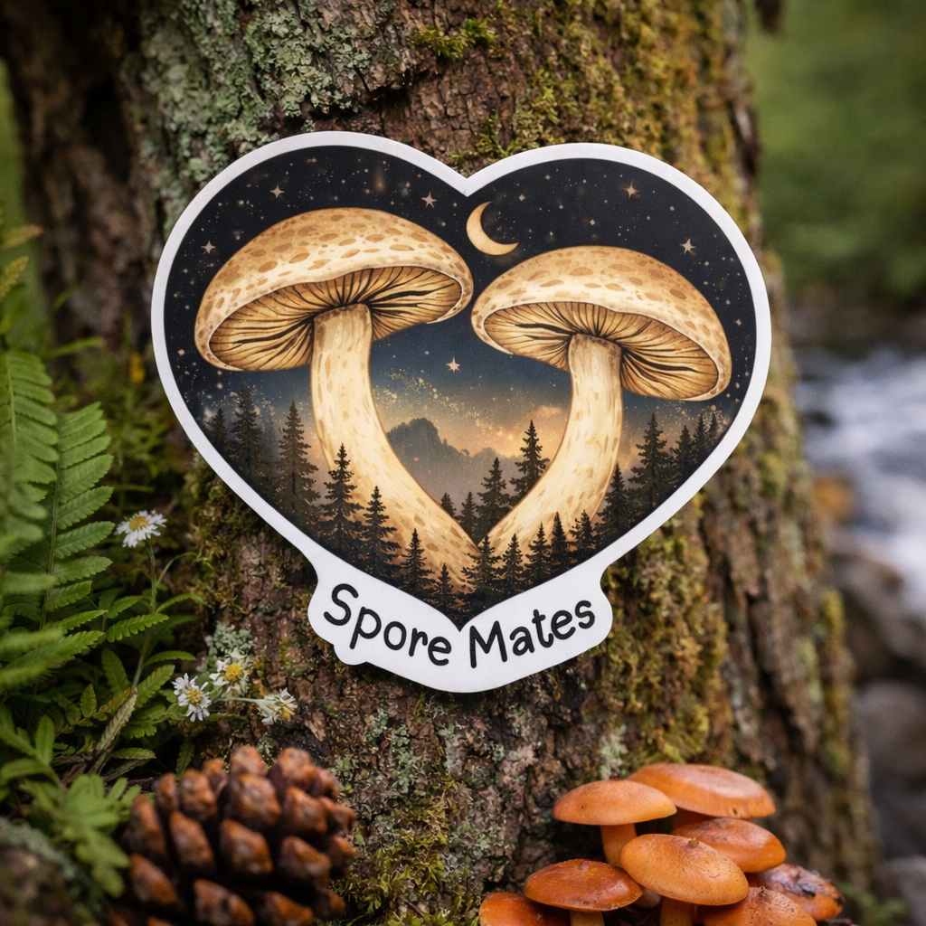 Spore Mates Mushroom Heart Sticker | Die-Cut Sticker