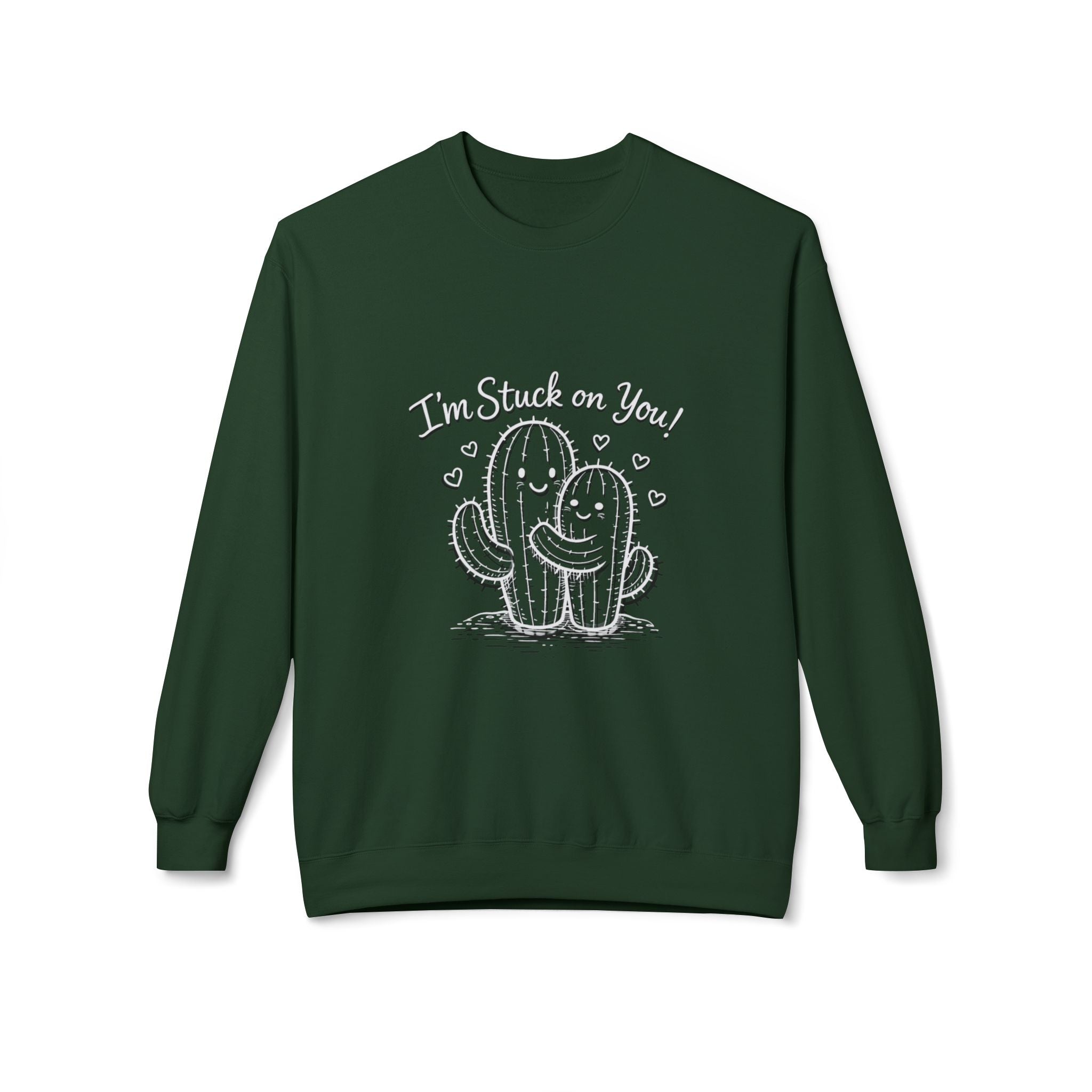 I'm Stuck on You Cactus Crewneck Sweatshirt | Cute Succulent Illustration